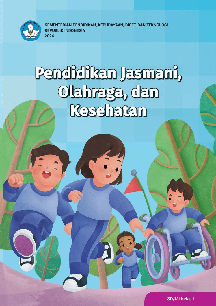 Sampul buku Pendidikan Jasmani, Olahraga, dan Kesehatan untuk SD/MI Kelas I